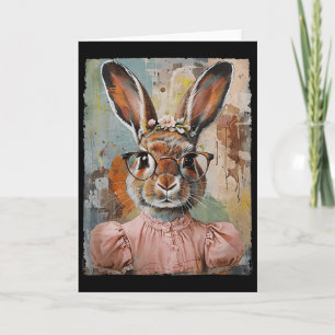 Gelukkig Pasen Konijn Bloem Grafische Kunst Meisje Kaart