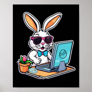 Gelukkig Pasen Konijn Computer Videospel Liefhebbe Poster
