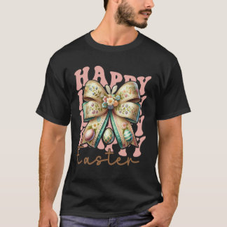 Gelukkig Pasen Konijn Coquette Strik Pasen Dag Mei T-shirt