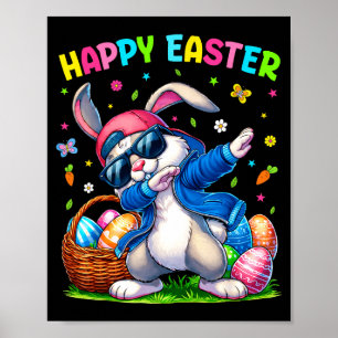 Gelukkig Pasen Konijn Dabbing Grappig Pasen Dag Vr Poster