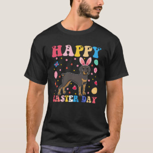 Gelukkig Pasen Konijn Dobermann Pasen Groovy T-shirt