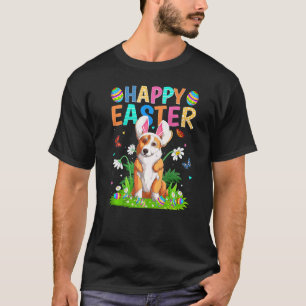 Gelukkig Pasen Konijn Ei Grappige Corgi Hond Pasen T-shirt