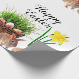 Gelukkig Pasen Konijn en Feestmand  Cadeaupapier