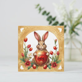 Gelukkig Pasen Konijn Feestdagenkaart