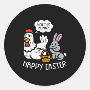 Gelukkig Pasen Konijn Kip Niet Wederom Grappige Ma Ronde Sticker