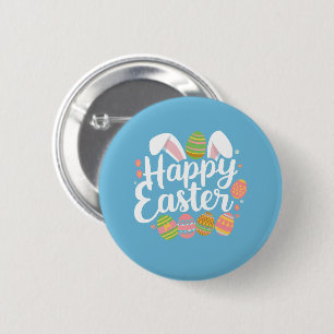 Gelukkig Pasen Konijn Konijn Ei Vakantie  Ronde Button 5,7 Cm