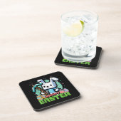 Gelukkig Pasen Konijn Pixel Game  Bier Onderzetter (Rechterzijde)