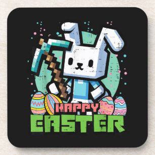 Gelukkig Pasen Konijn Pixel Game  Bier Onderzetter
