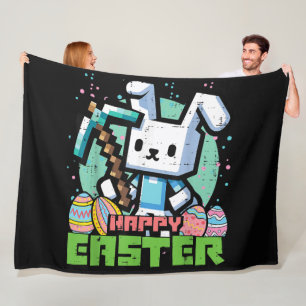 Gelukkig Pasen Konijn Pixel Game  Fleece Deken