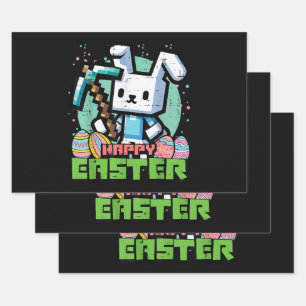 Gelukkig Pasen Konijn Pixel Game  Inpakpapier Vel