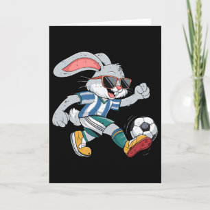 Gelukkig Pasen Konijn Speelt Voetbal Pasen Sport K Kaart