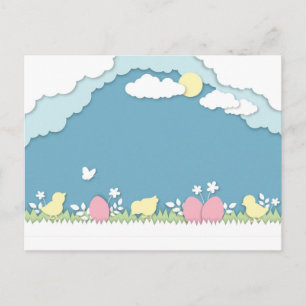 Gelukkig Pasen kuikens en ei, lente papercut Briefkaart