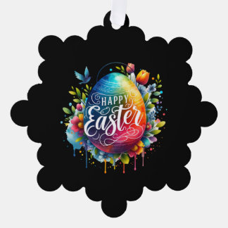 Gelukkig Pasen: Levendige Waterverf Paasei Ornament Kaart