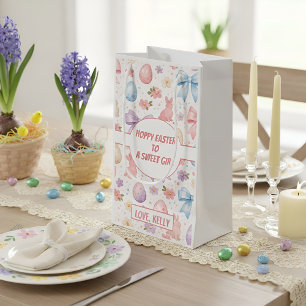 Gelukkig Pasen Lieve Meisje Coquette Konijn Cadeau Klein Cadeauzakje