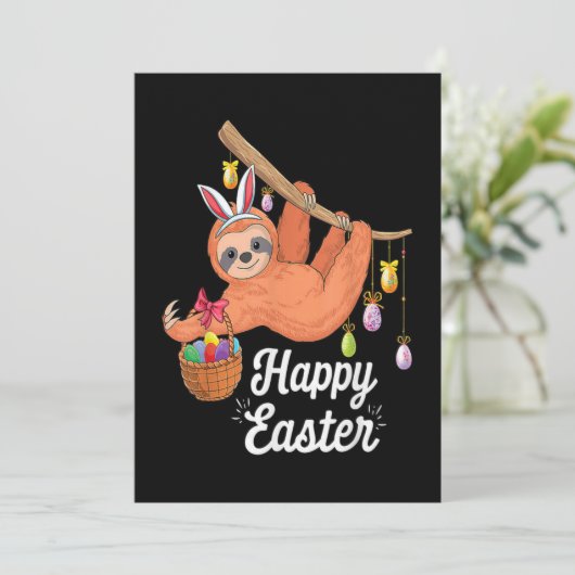 Gelukkig Pasen Luiaard Plat Kerstkaart (Staand voorkant)