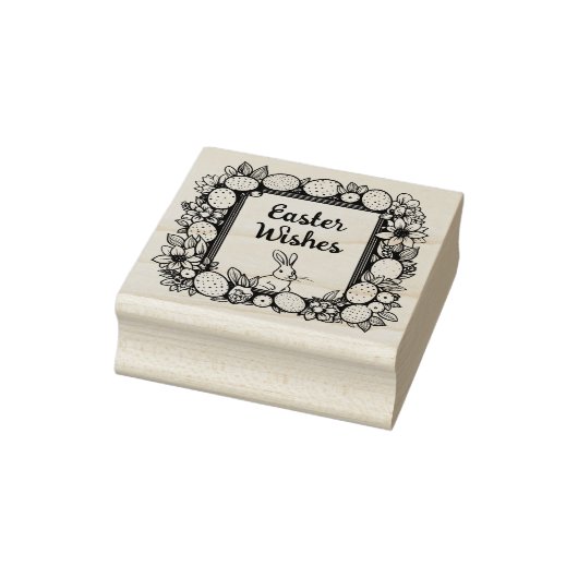 🐰Gelukkig Pasen met paashaas en tekst Rubberstempel (Stempel)