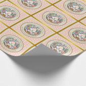 Gelukkig Pasen Met Schattige Konijntje, Eieren, en Cadeaupapier (Hoek)