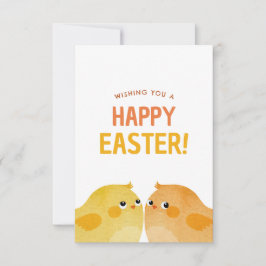 Gelukkig Pasen met twee kleine waterverf kuikens Kaart