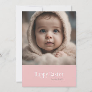 Gelukkig Pasen minimalistisch roze foto Feestdagenkaart