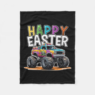 Gelukkig Pasen Monster Truck Pasen Ei Jacht Jongen Fleece Deken