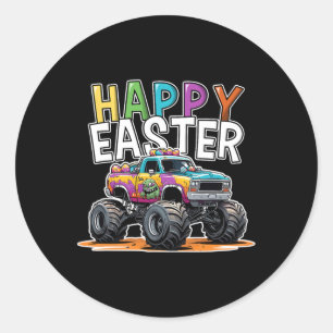 Gelukkig Pasen Monster Truck Pasen Ei Jacht Jongen Ronde Sticker