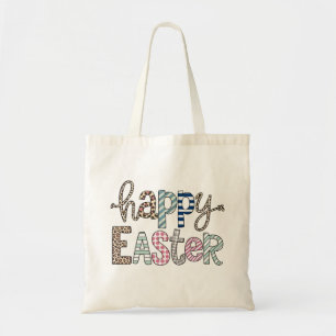 Gelukkig Pasen Mooie Bloemen Konijn Lente Luipaard Tote Bag