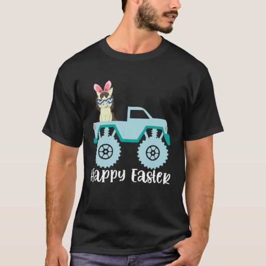 Gelukkig Pasen Paardrijden Monster Truck Peuter PU T-shirt (Voorkant)