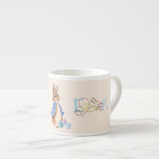 Gelukkig Pasen Peter de paashaas konijn Espresso Kop (Voorkant rechts)