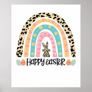 gelukkig pasen regenboog, retro, vintage poster