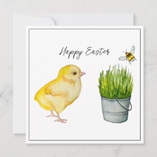 Gelukkig Pasen, schattig chick en hommel