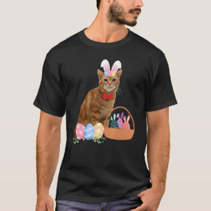 Gelukkig Pasen Schattig Konijn Kat Eieren Mand Man T-shirt