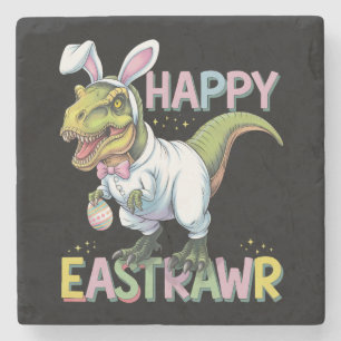 Gelukkig Pasen T Rex Paas Dinosaur Bunny Ei Stenen Onderzetter