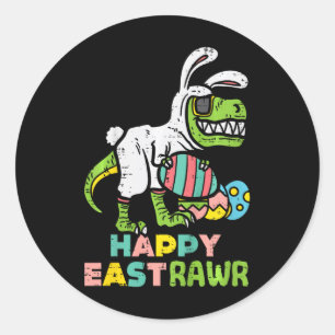Gelukkig Pasen Trex Paashaas Ei Grappige Dinosauru Ronde Sticker