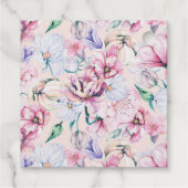 Gelukkig Pasen Typografie Pastel Bloemen Patroon Bedankjes Labels (Achterkant)