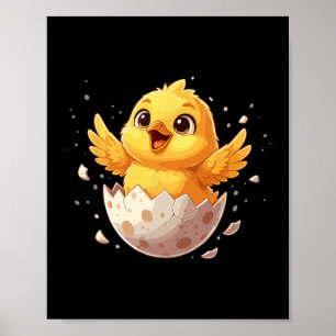 Gelukkig Pasen Uitkomend Kuiken Mooie Lente Ei Poster