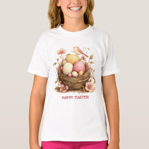 Gelukkig Pasen Vogel Nest Eieren Vogel T-shirt