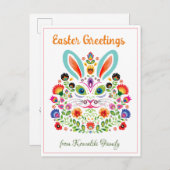 🐰Gelukkig Pasen (Wycinanki) aanpasbaar Briefkaart (Voorkant / Achterkant)