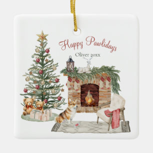 Gelukkig Pawlidays Hond Design- Corgi Keramisch Ornament