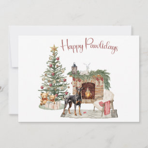 Gelukkig Pawlidays Hond Design- Dobermann Pinscher Feestdagenkaart