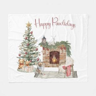 Gelukkig Pawlidays Hondenontwerp - Pomeranian Fleece Deken