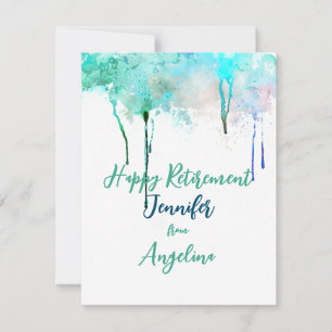Gelukkig Pensioen Aquarel Eenvoudig Blauw Groen
