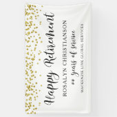 Gelukkig Pensioen Gouden Confetti Script Persoonli Spandoek (Verticaal)