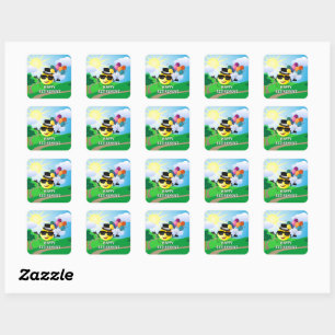 Gelukkig Pensioen, kleurrijk leuk ontwerp, Vierkante Sticker