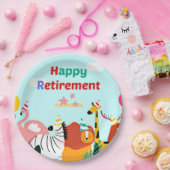 Gelukkig pensioen. Laten we feesten. Papieren Bordje (Feest)
