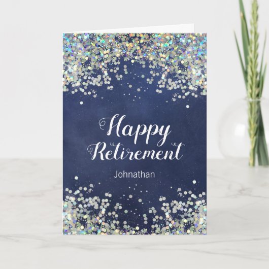 Gelukkig Pensioen Nep Glitter Confetti Kaart (Voorkant)