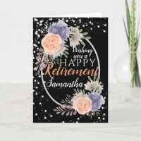 Gelukkig Pensioen Pioenroos Bloem Zwarte Kaart