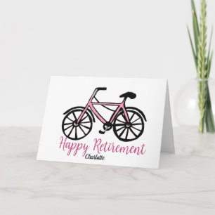 Gelukkig pensioen roze fiets kaart