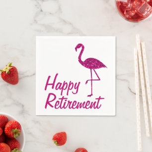 Gelukkig pensioen sparkly roze flamingo Papier Servet