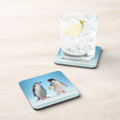 Gelukkig Pinguïn Koppel, Eén met Bloemen Bier Onderzetter (Rechterzijde)