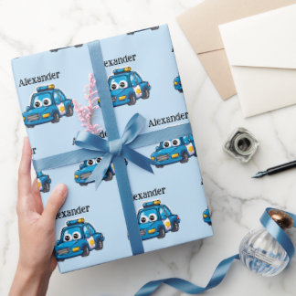 Gelukkig Politieauto, Persoonlijke Peuter Cadeaupapier
